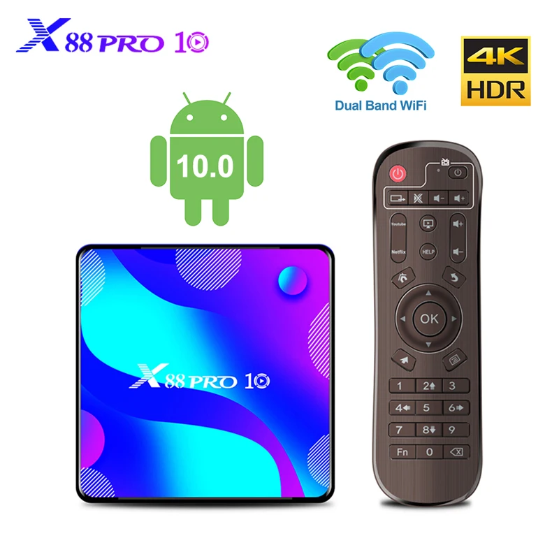 X88 PRO10 Android TV Box Smart TV Rockchip RK3318 Wifi 2.4G/5Ghz 4K 4GB 32GB