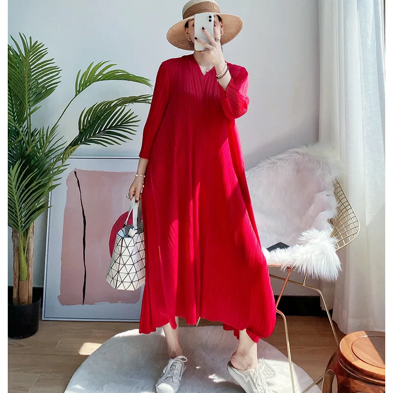 Wholesale New Design Women Elegant Pleated Dresses Women O Neck Fashionable Dresses Pleated Dress