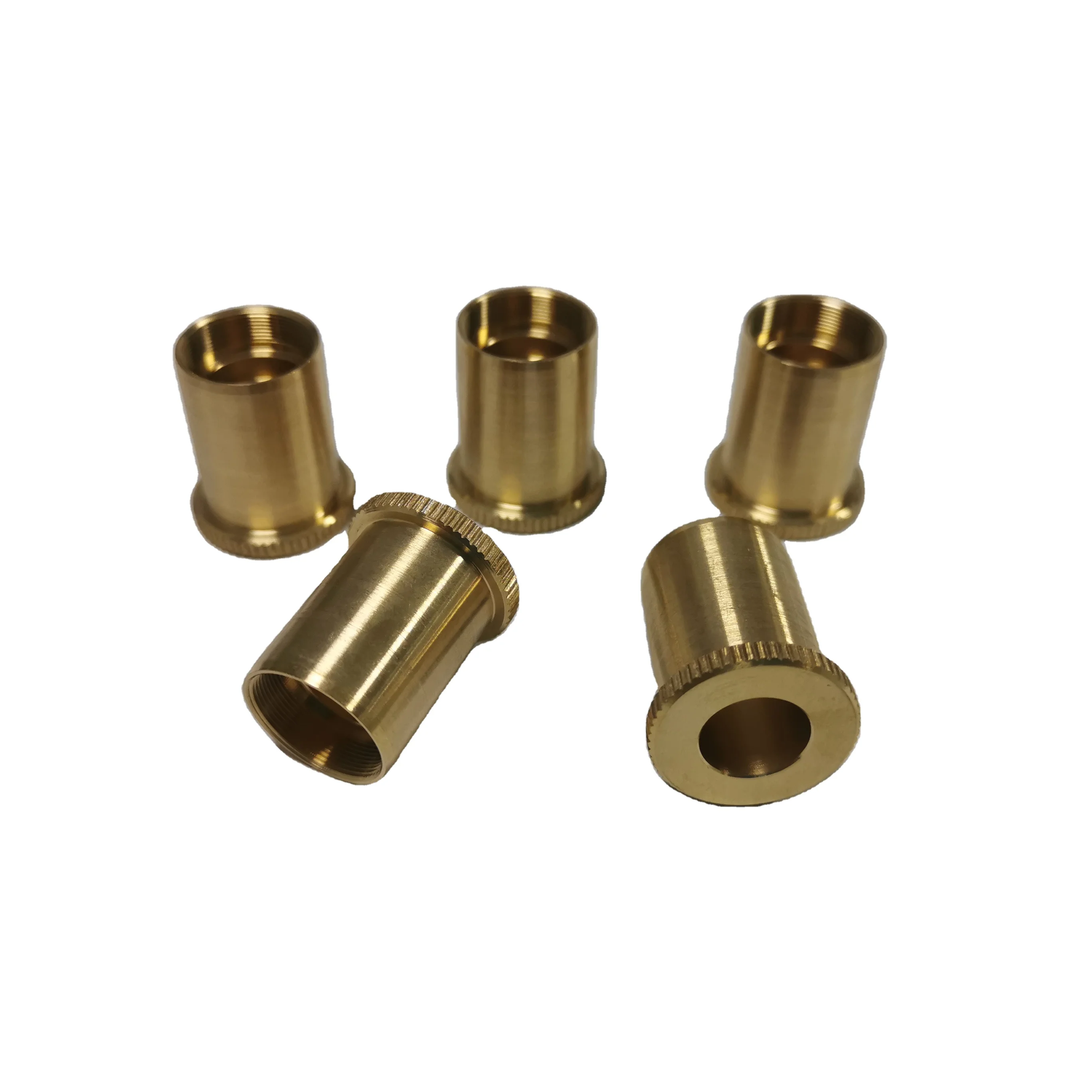 OEM Custom Brass Hollow Hole Threaded CNC Turning Bushing Wood Insert Shaft Machining Services