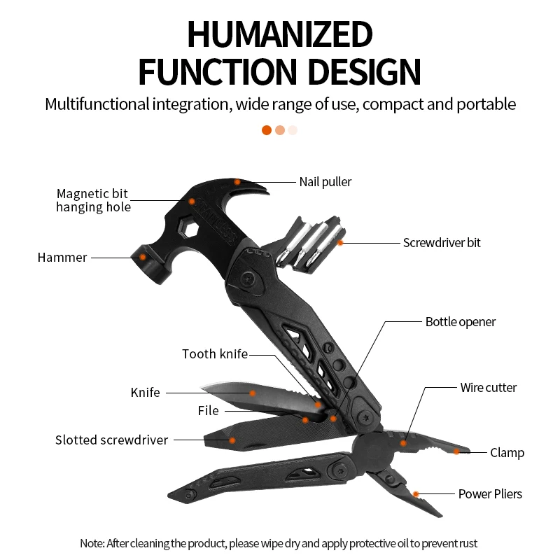 Spot multifunctional tool hammer pliers outdoor survival camping mini claw hammer