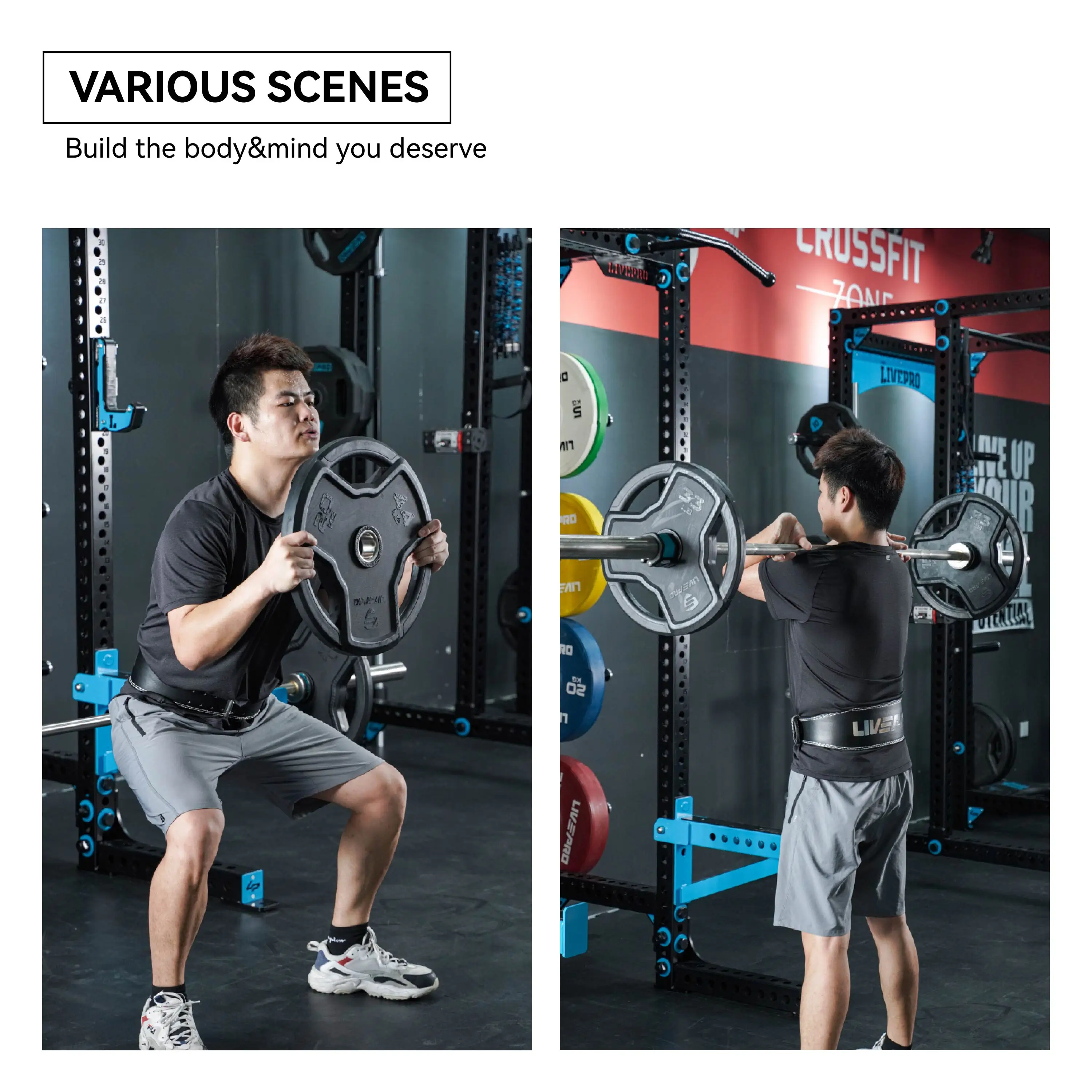 LIVERPRO KG Mark Professional Wholesale Custom Logo Free Weight Colored Rubber Bumper Weight Barbell Plate