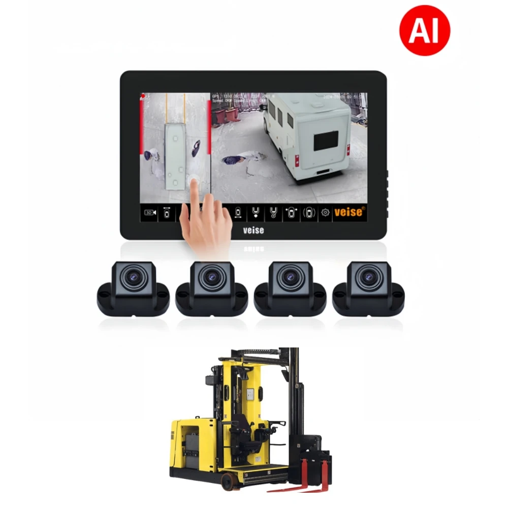VEISE 1080P 3D 360 Around View Monitor Car Camera System Bird View Panoramic Camera System For Narrow Aisle Forklift Truck