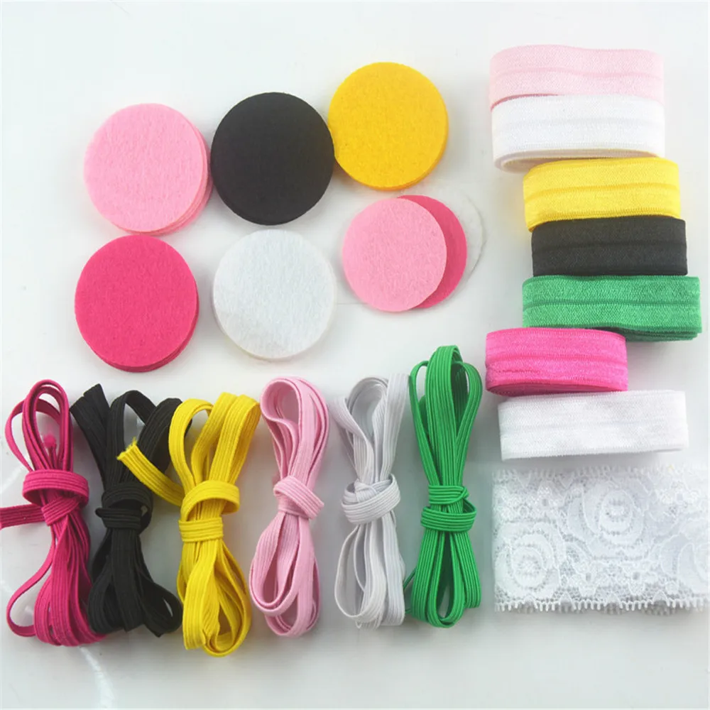 Wholesale 83 pcs/set Christmas DIY headbands kit shabby flower shower headband station shower headband kit