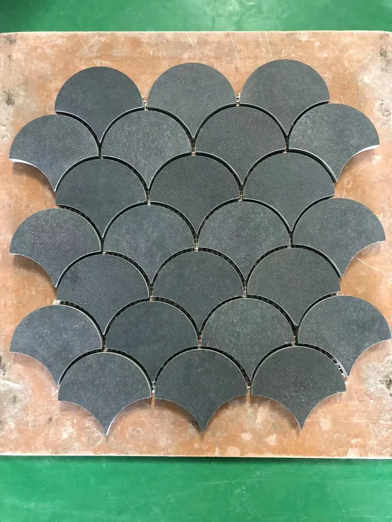 Honed ashes black basalt herringbone mosaic tile for wall and flooring