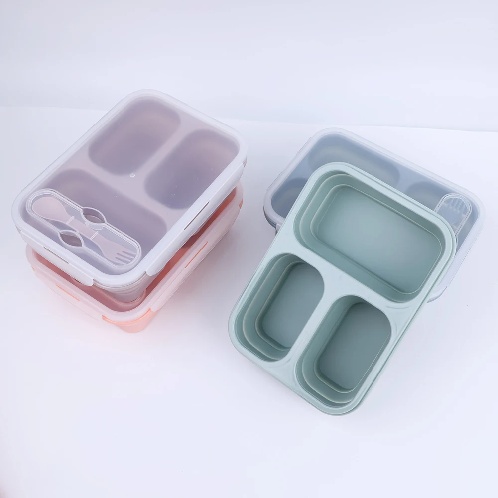 New Bento Box Portable Collapsible Food Storage Lunchbox Leakproof Food Container Microwave Silicone Students Foldable Lunch Box