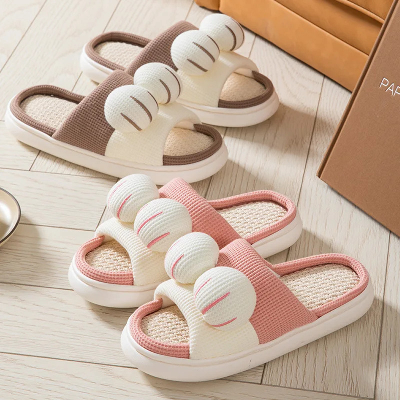 EVA Sole Hemp Outer Fashion Unisex Summer Home Indoor Slides Ladies Slides Girl Fur Slides