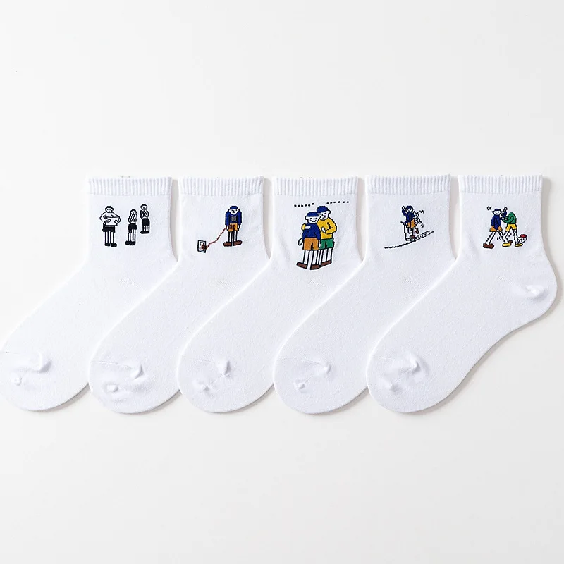 
Custom Personalized Designer Funny Cartoon Cotton Midi White Socks Unisex 
