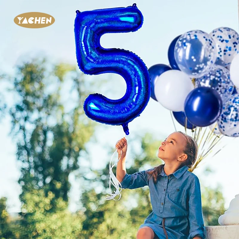 YACHEN Новое поступление металлические лазерные темно-синие гигантские 40-дюймовые гелиевые фольгированные воздушные шары для детей мальчиков украшения на день рождения