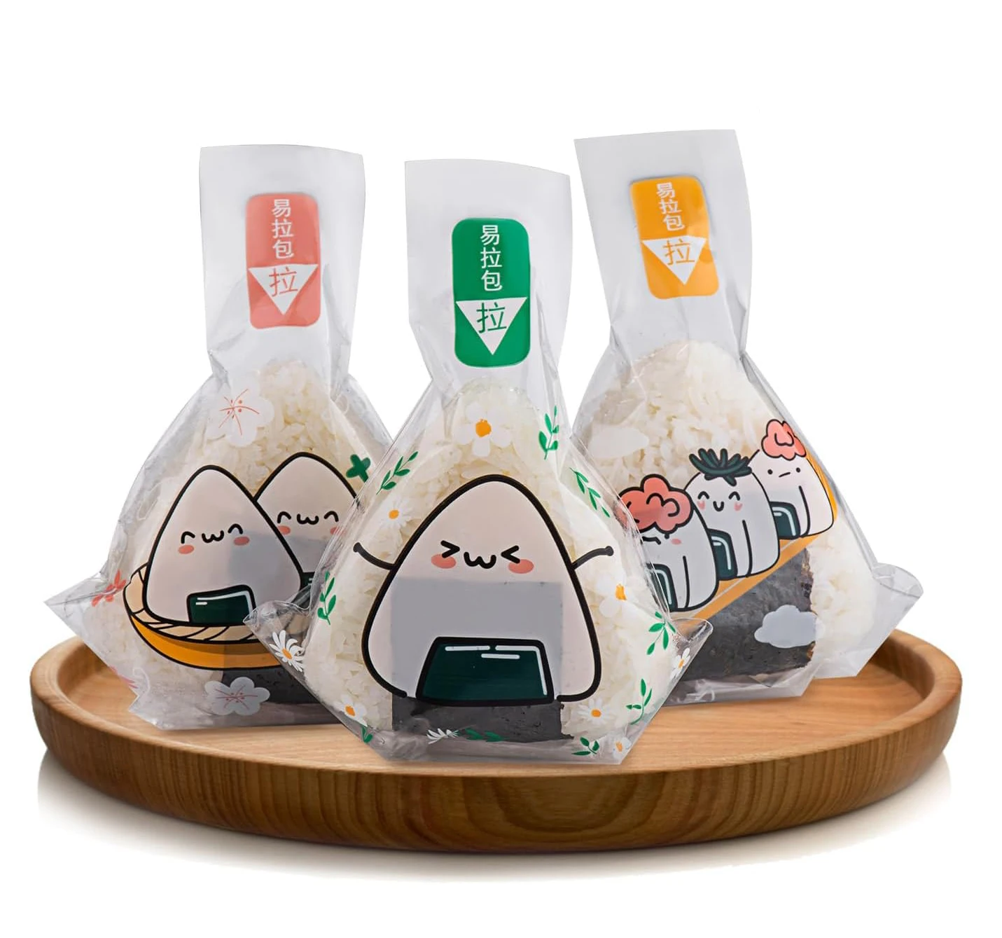 Japanese Easy Tear Disposable Triangle Plastic Rice Balls Bag onigiri wrapper plastic packaging bag