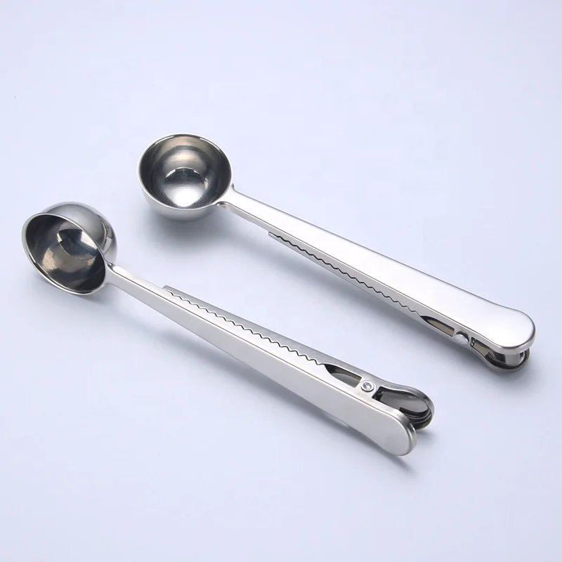 High quality silver gold color  Stainless Steel Coffee Scoop with Bag Clip