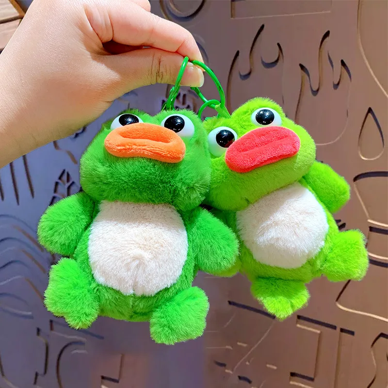 Creative cartoon dull strange call frog plush keychain couple schoolbag pendant car small gift wholesale key chain ring