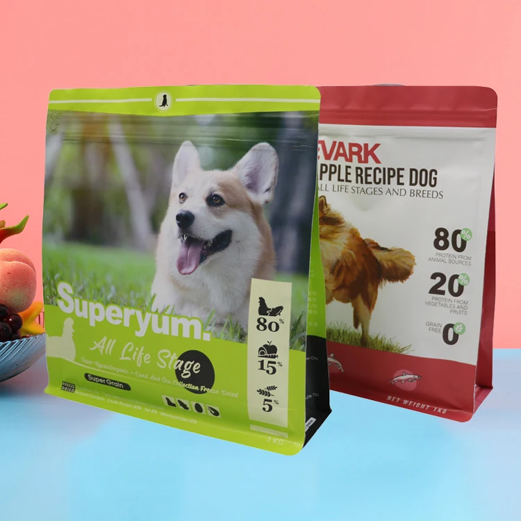 Custom printing 2kg Cat Litter Cat Plastic Food Packaging Bag, Fat Bottom Pouch Pet Food Dog Food Treat Packaging Bag