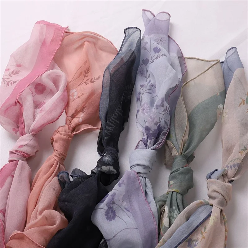 custom printed chiffon foulard cotton hijabs scarf muslim musulman clip veil women accessories capital