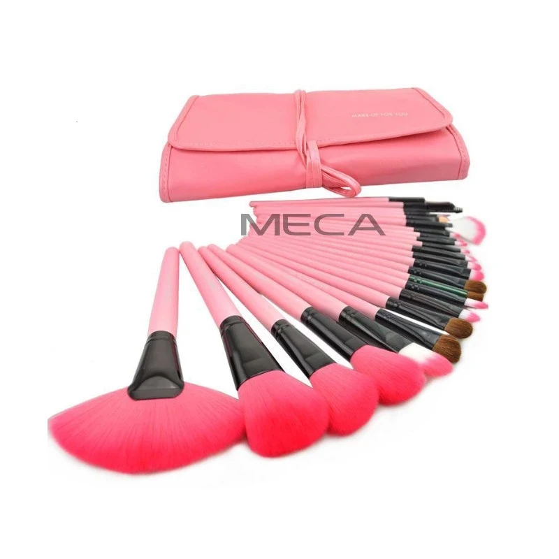 Fashion custom logo makeup brushes tools 24 pink professional makeup brush