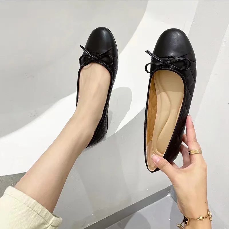 Wholesale Ladies Office Work Dress Shoes Multi-color Slip-On Flat Design Soft Rubber Ballet Flat for Women