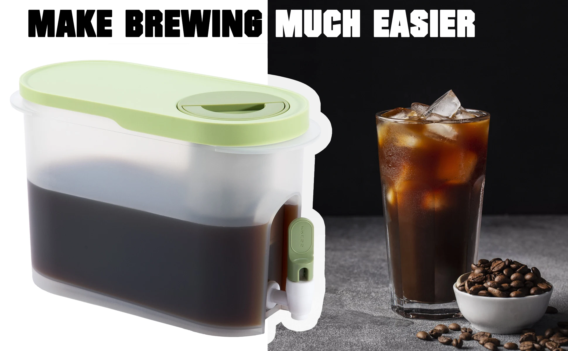 Cold Water Jug Cold Brew Coffee Maker 1 Gallon Iced Coffee Maker with Ultra-fine Mesh Steel Filter and Spigot