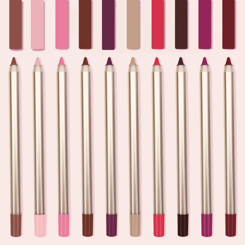 OEM Vegan Makeup Long Lasting Waterproof Lip Liner Pencil High Pigmented Brown Creamy Lip Plumping Lip Liner