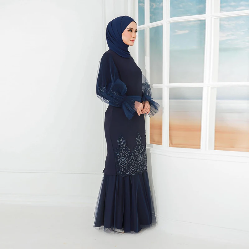 Новая красивая малайзийская юбка с длинным рукавом для девушек Kurung отдыха Baju Melayu длинная мусульманских женщин