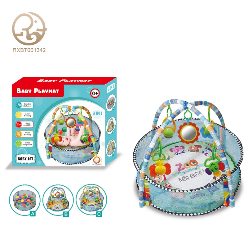 Factory Supply 3-in-1 Infant Play Gym Mat Soft Carpet Puzzle with Animal Baby Toy Safe Material for Floor Play