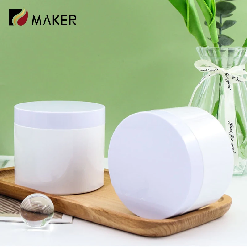 Wholesale New PET 150G Double Wall Layer White Cosmetic Scrub Butter Face Cream Jars With Factory Custom Printing Logo