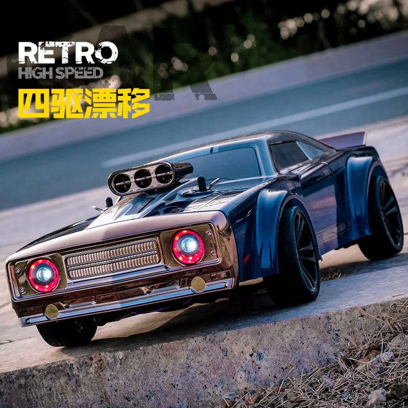 Jiefan1:16 New Four-drive High-speed Drift RC Remote Light Controllable CAD Retro Racing Muscle Car