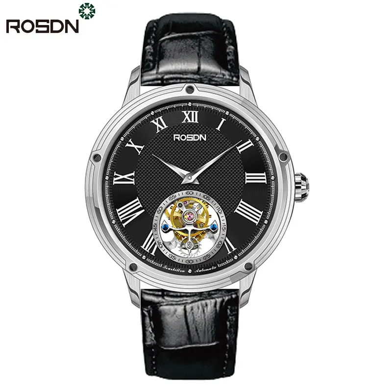 Luxury real flying tourbillon movement watch for men business water resistant skeleton mechanical men wrist watch