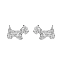 Exquisite 925 Sterling Silver Zircon Cute Puppy Dog Minimalist Animal Women 2021 New Trend Jewelry Cute Earrings