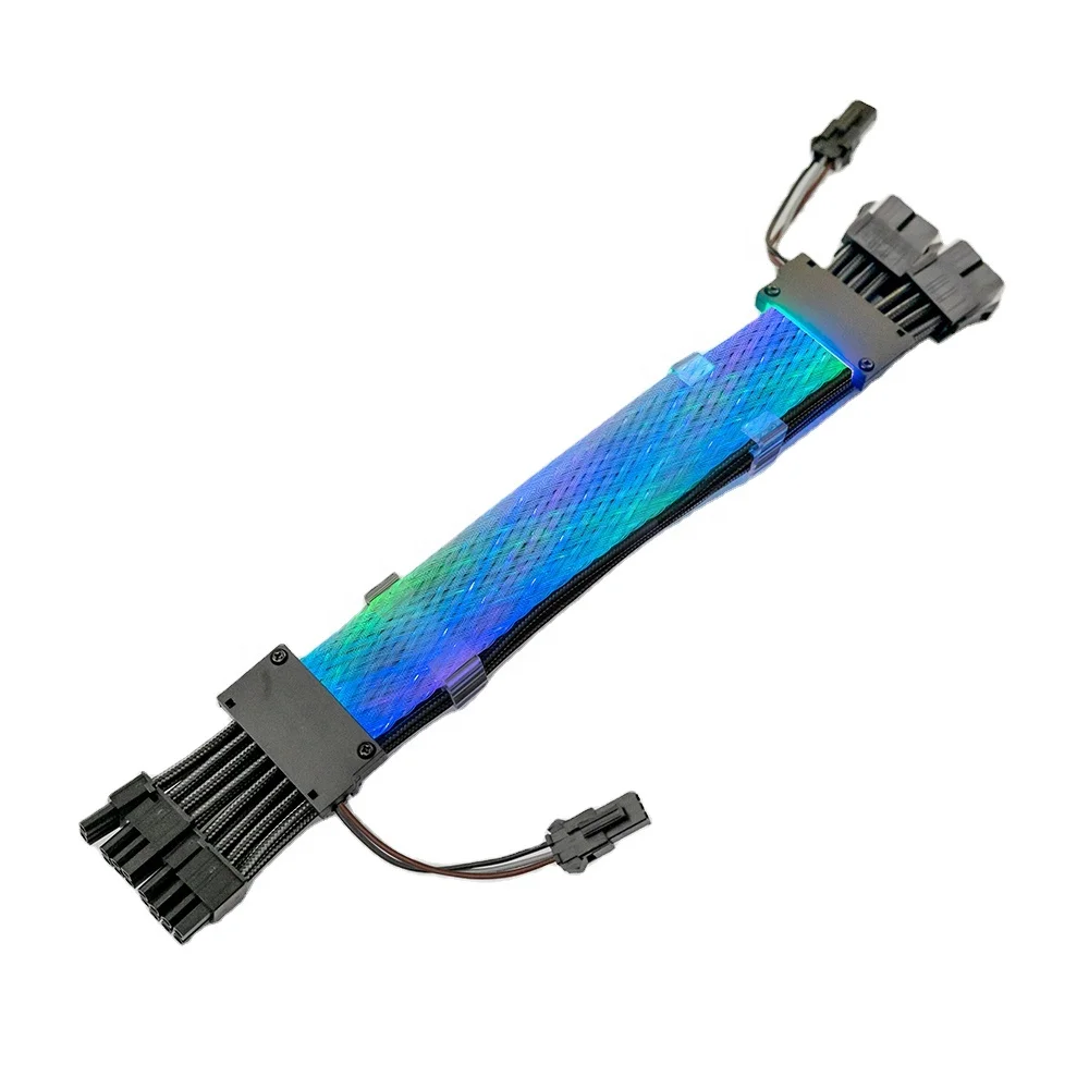 ATX 8p*2 CPU Cable 30cm Double Light Sync Cord Net Cable RGB Flash PC for Gaming PC ATX 8p*2 CPU Cable Male Computer Extension