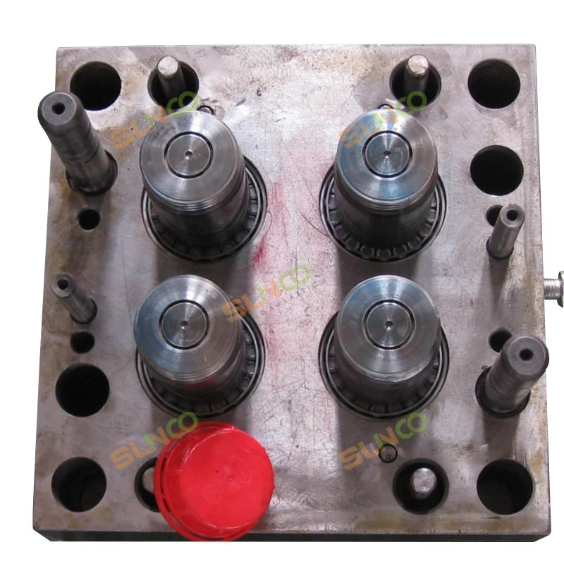 4 cavity plastic engine motor oil bottle pilfer-proof unscrewing cap mold