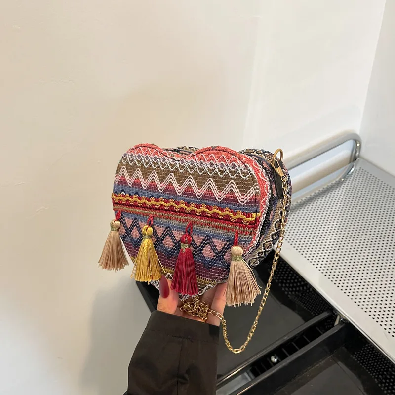 Fashion Women Pocket Purse Small Sports Canvas Bags Boho Ethnic Canvas Chest Waist Bag