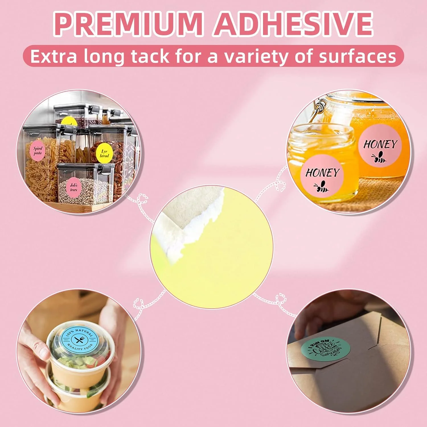 2 Inch Color Circle Thermal Printer Labels Roll,Self Adhesive Round Thermal Sticker Label for DIY Design Name Tags