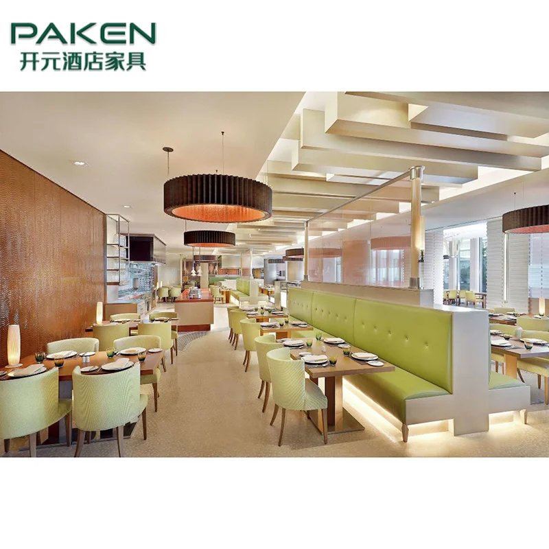 Modern Hotel Canteen Booth Seating Wooden Table And Chair Set Restaurant Furniture