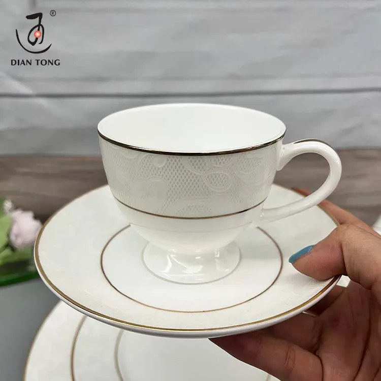 Luxury Restaurant Custom Arabic Ceramic Milk Tea Cup Set Of 6 Latte Hot Coffee Cups And Saucer Cappuccino Espresso Cups For Cafe