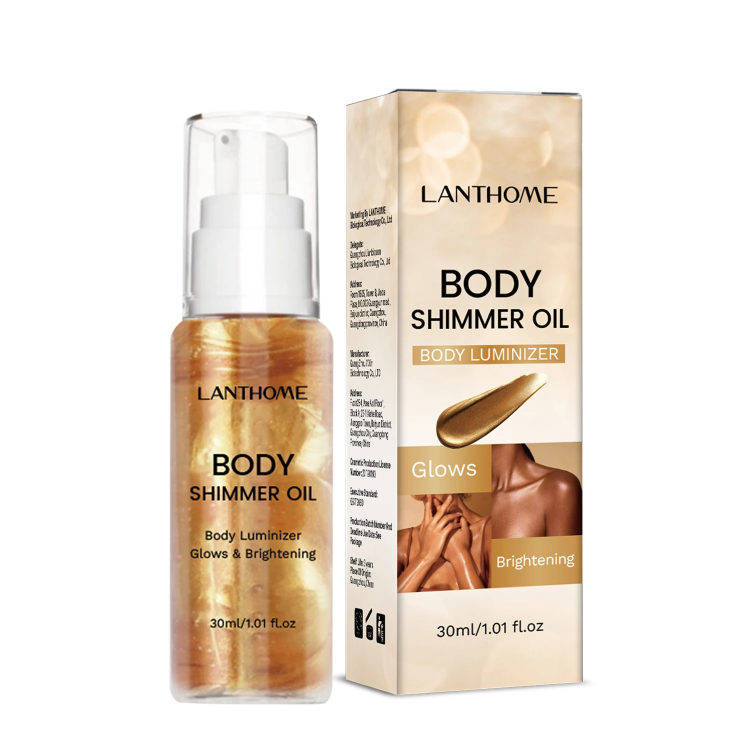 OEM Waterproof Makeup Face Glow Bronzer Highlighter Liquid Glitter Glow Body Shimmer Oil