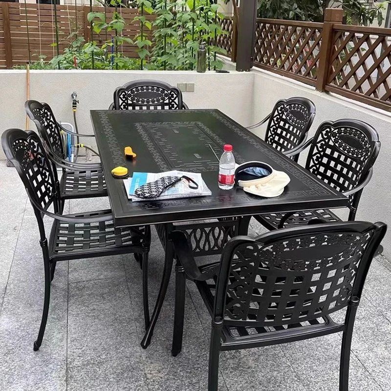 outdoor furniture plastic set PVC wicker woven armchairs aluminum frame dining chair rattan garden outdoor patio chairs