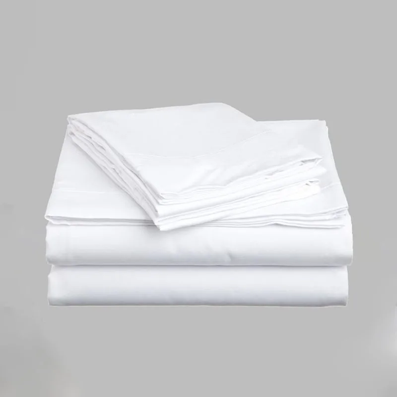 Plain Dyed Wholesale Custom Hotel Home White 100% Cotton King Queen Flat Sheet