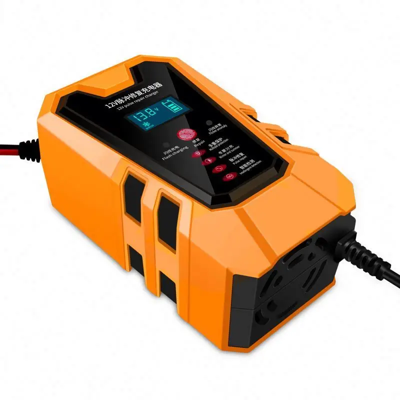 12V 6A Pulse Repair Charger with LCD Display, Automatic Smart Fast Battery Charger,Motorcycle Car Battery Charger