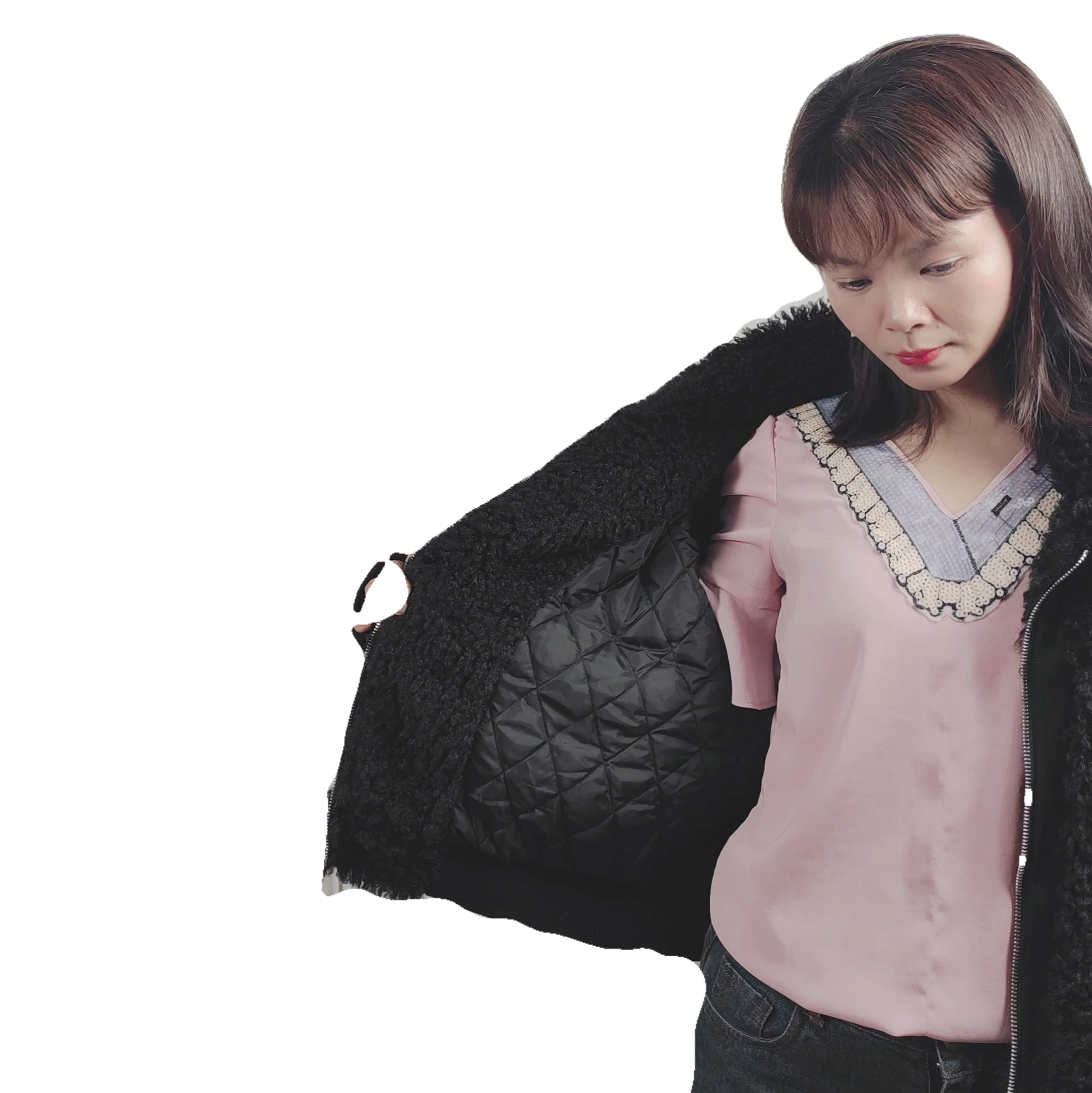 The faux fur zhejiang slim size women coats