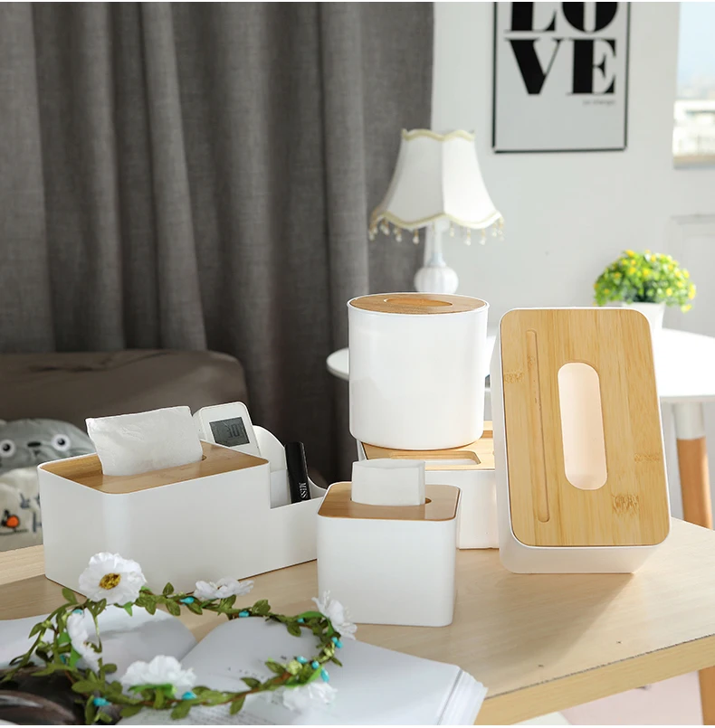 tissue box bamboo and wooden