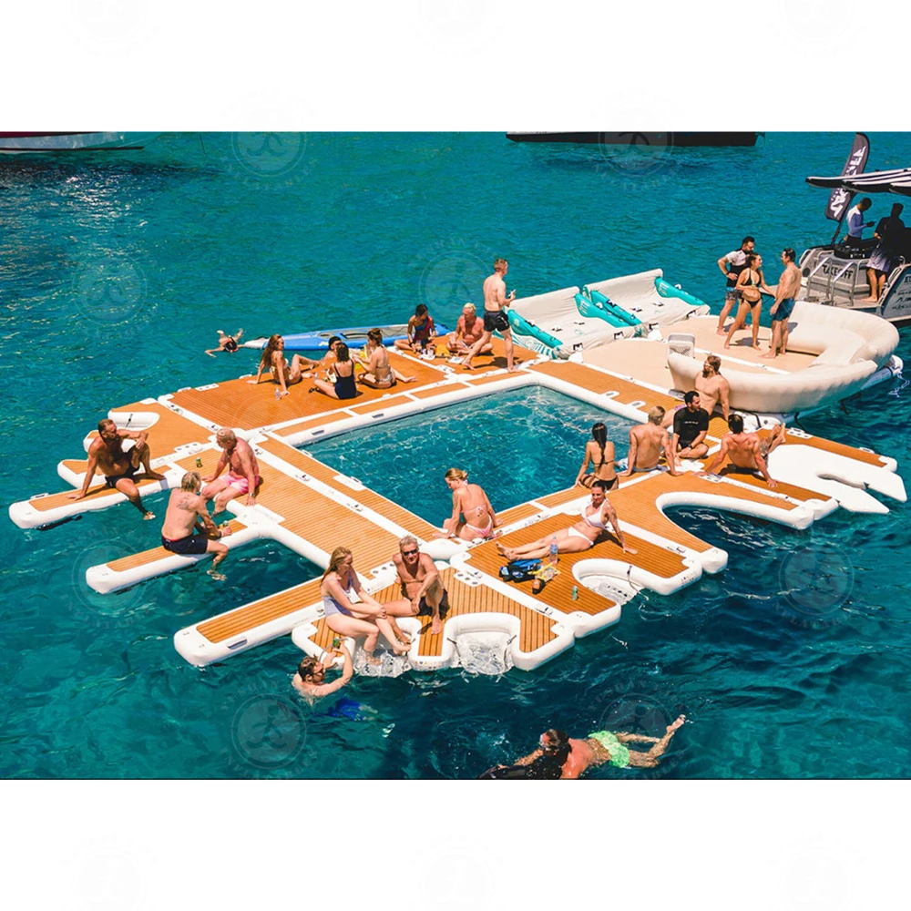 Water Floating Inflatable Floating Dock Pool Loungers Mat For Water Entertainment Platform inflatable Sea Pool floating