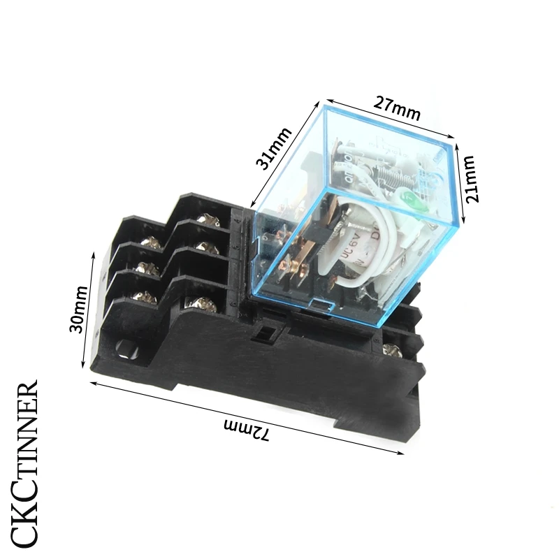 Intermediate Relay HH54P MY4NJ Micro Small Electromagnetic Relay AC/DC 12V 24V AC110V 220V 380V With 14 pins Socket base PYF14A