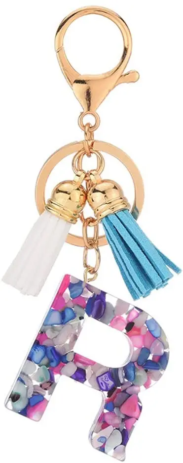 A-Z Letters Acrylic Keychain Kawaii Key Rings Couple Pendant Ladies Girls Bag Car Charm Accessories