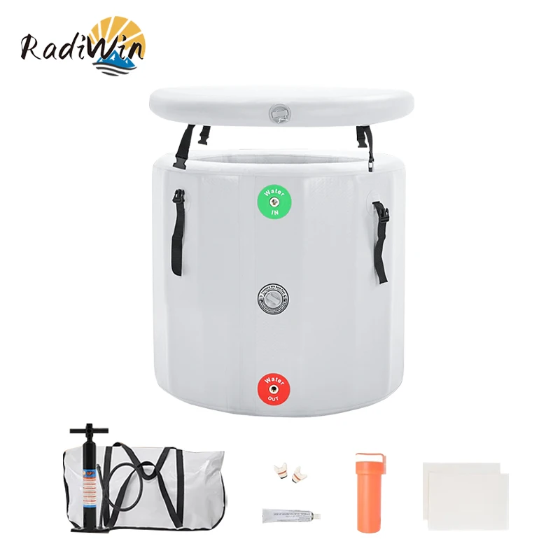 Drop Stitch Technology Water Chiller Recovery Bathtub Inflatable Portable Ice Cold Plunge Oval Hot Bath Tub With Steps For Sale