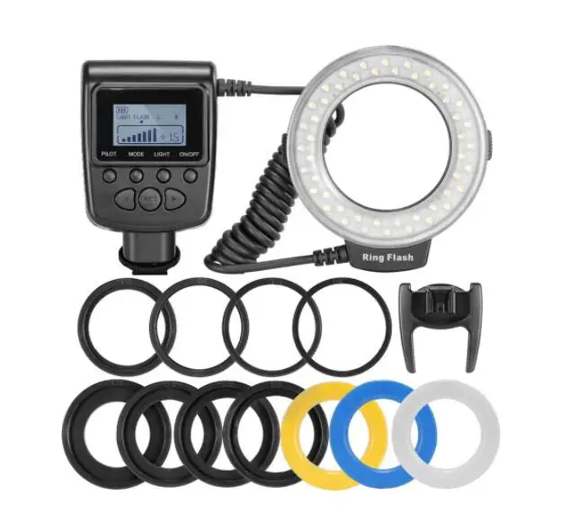 RF-550D 48 шт. макросветодиодная Кольцевая вспышка комплект с 8 переходное кольцо для Canon Pentax Olympus Panasonic DSLR камера Вспышка V