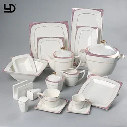 Customized Fashionable Creative Tableware Design Hotel Ceramic Plate Dinner Set Bone China Dinner Set Ceramic Dinner Sets Bone