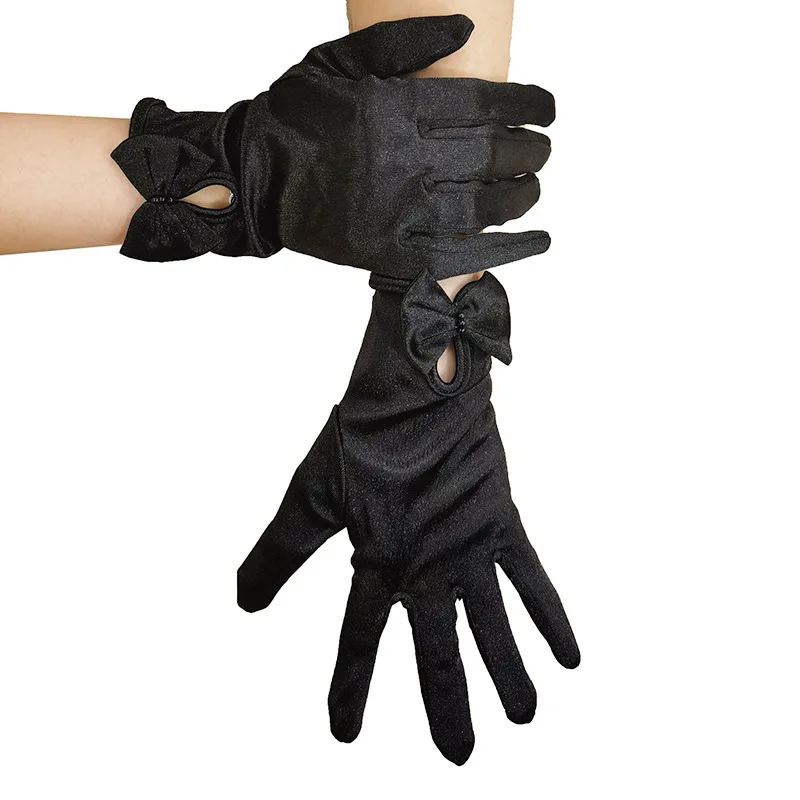 HZS-24036 Elegant Wedding Bridal Gloves Satin Short Brides Women Marriage Pageant Prom Gloves