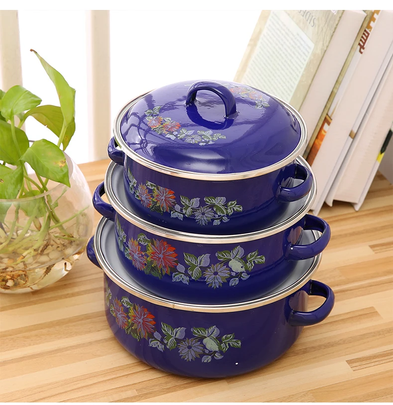 110ED cheap factory stocks yiwu wholesales BLUE Cast Iron steel parini cookware casserole Enamel Cooking Pot sets