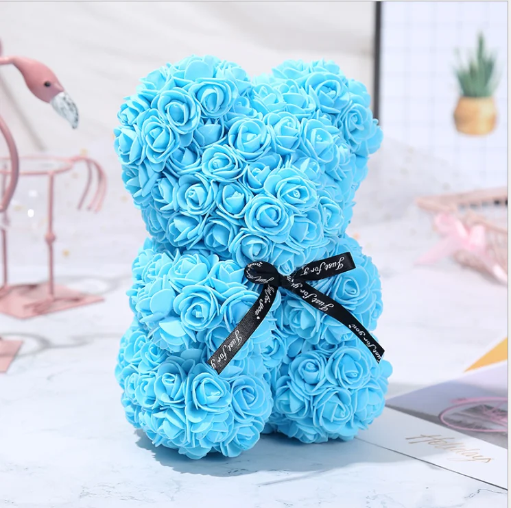 
Wholesale hot sell 25 cm foam eternal flower rose Teddy Bear Christmas Day 