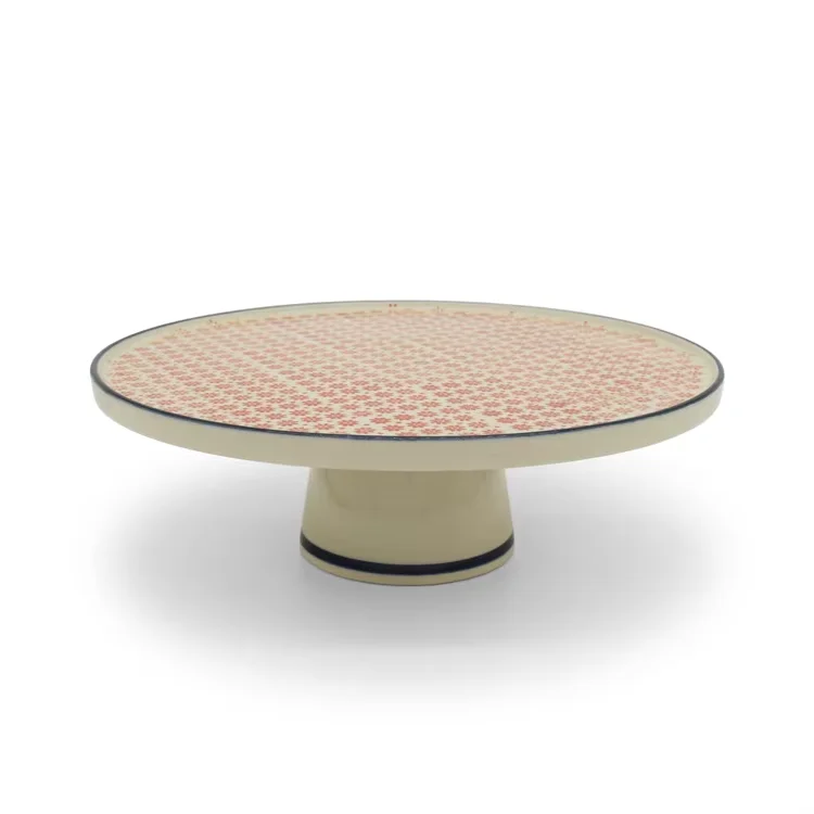 Wholesale ceramic dessert plate cake stands plates with base blue flower printing Japanese style collection