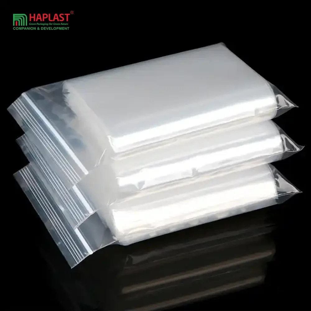 Biodegradable Transparent Custom Print Zip Lock Bag Reusable Slider Frosted Poly Slider Zipper Bag For Clothing